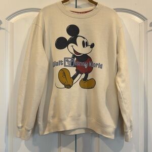 Disney Parks Walt Disney World Mickey Sweatshirt Cream/Off White Medium Pullover